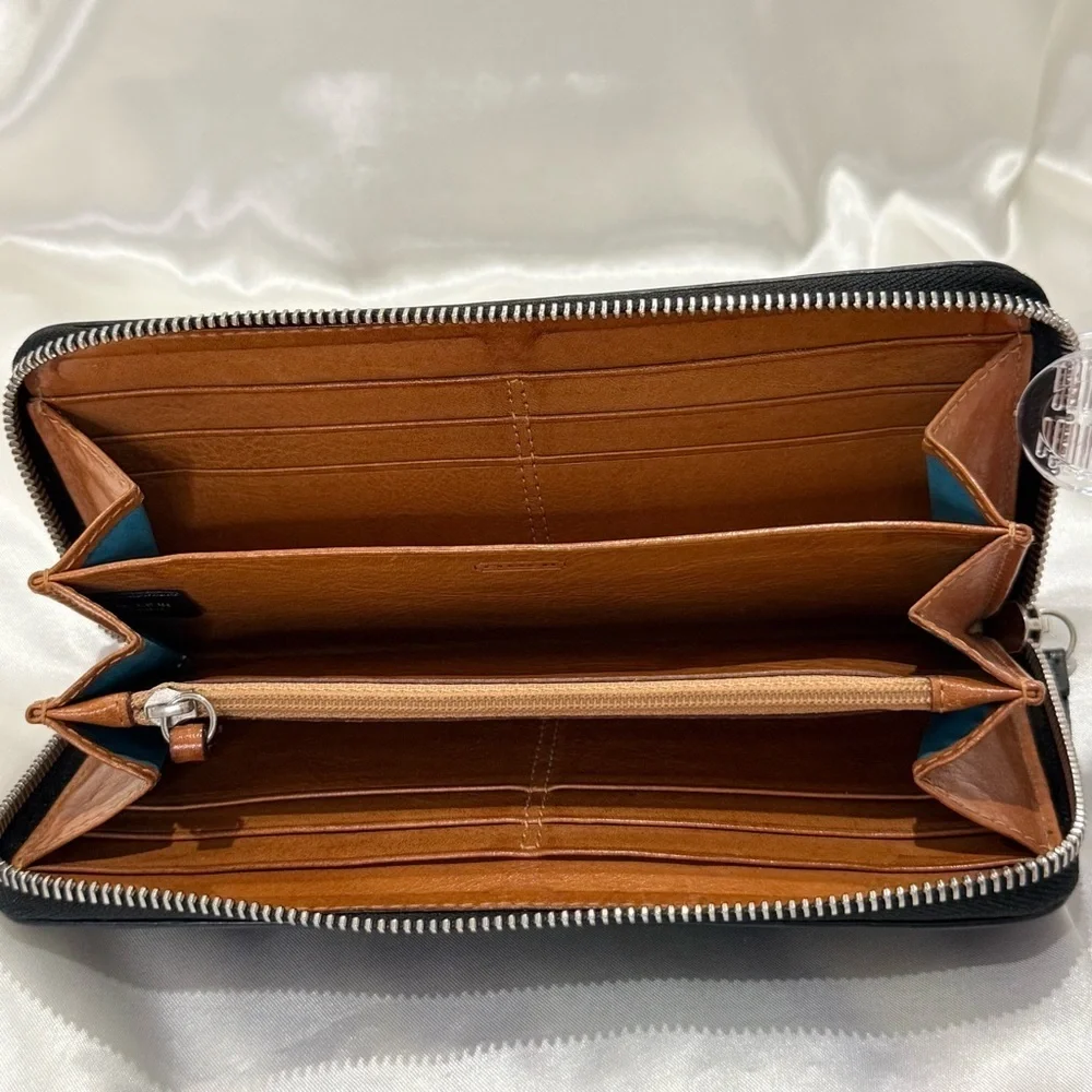 Vintage Coach Y2K Chelsea Wallet Navy Blue Pebble Leather Zip Around Classic